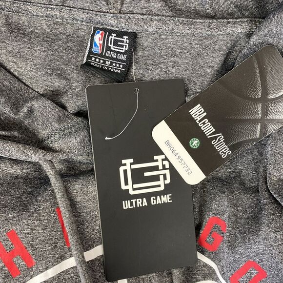 Chicago Bulls NBA Gray & Black Logo Print Hoody Long Sleeve Tee T Shirt NEW M - Picture 4 of 4